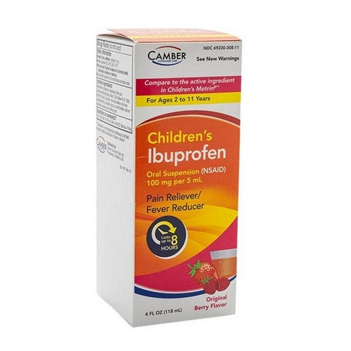 Camber Camber Children's Ibuprofen Suspension Original Berry, 100 Mg, 4 Oz Medicine & Drugs Gray