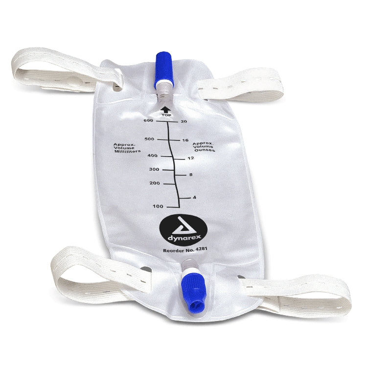 Dynarex Urinary Leg Bag With Anti-Reflex Valve Medium 12Ct Medical Supplies White Smoke