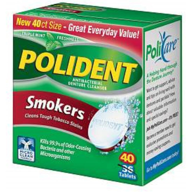 Polident Polident Antibacterial Denture Cleanser, Triple Mint Freshness, Smokers, Tablets Dentures White Smoke