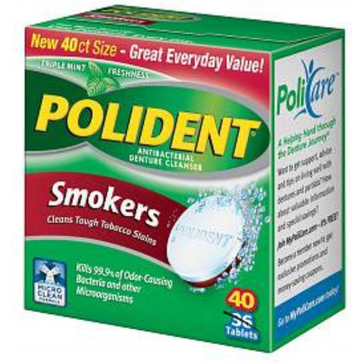 Polident Polident Antibacterial Denture Cleanser, Triple Mint Freshness, Smokers, Tablets Dentures White Smoke