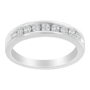 Bids.com 18K White Gold Round Diamond 1/2 Cttw Channel Band Ring Rings White Smoke 8 / White.Gold,7 / White.Gold