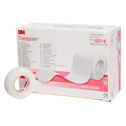 3M 3M Transpore Plastic Medical Tape 1/2 Inch X 10 Yard Transparent, Box Of 24 Medical Light Gray