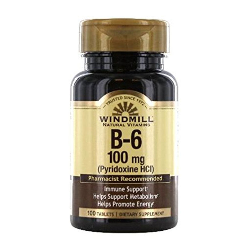 Windmill Windmill Natural Source Vitamin B-6, 100 Mg Tablets Vitamins & Supplements White Smoke