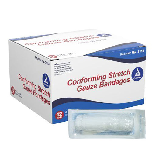 Dynarex Dynarex Stretch Gauze Bandage Roll, Sterile, 4", Box/12 Pet Medical Tape & Bandages White Smoke