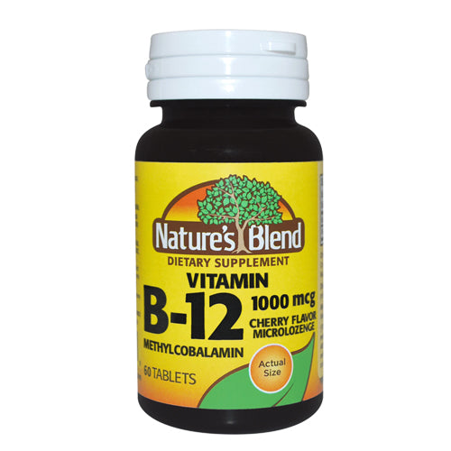 Nature's Blend Nature's Blend Vitamin B-12 Methylcobalamin – 1000 Mcg (60 Microlozenges) Vitamins & Supplements Black