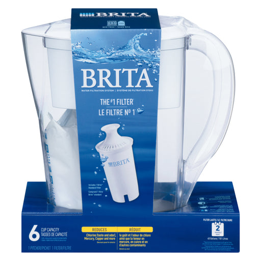 Brita Brita Space Saver 6-Cup Water Filter Pitcher, White Water White Smoke