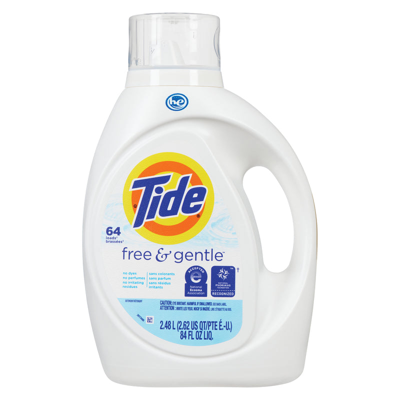 Tide Tide Free & Gentle Liquid Laundry Detergent, 64 Loads, 84 Fl Oz Laundry Detergent White Smoke