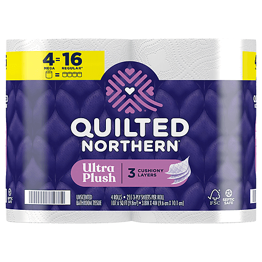 Quilted Northern Quilted Northern Bathroom Tissue, Unscented, Mega Rolls, 3 Ply Toilet Paper Light Gray