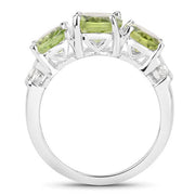 Bids.com 4.14 Carat Genuine Peridot and White Topaz .925 Sterling Silver Ring Rings White Smoke size 5.00,size 6.00,size 7.00,size 8.00,size 8.50,size 9.00