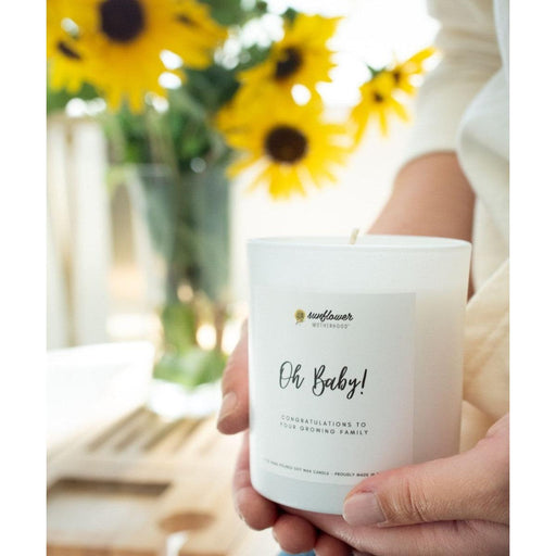Sunflower Motherhood Oh Baby! Pregnancy Candle Candles Light Gray