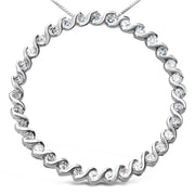 Bids.com .925 Sterling Silver 3/4 Cttw Round Diamond Spiral Curved Circle Pendant 18" Necklace (I-J Color, I3 Clarity) Necklaces White Smoke White.Sterling Silver / 18