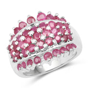 Bids.com 2.70 Carat Genuine Ruby .925 Sterling Silver Ring Rings White Smoke size 7.00,size 6.00,size 8.00,size 9.00