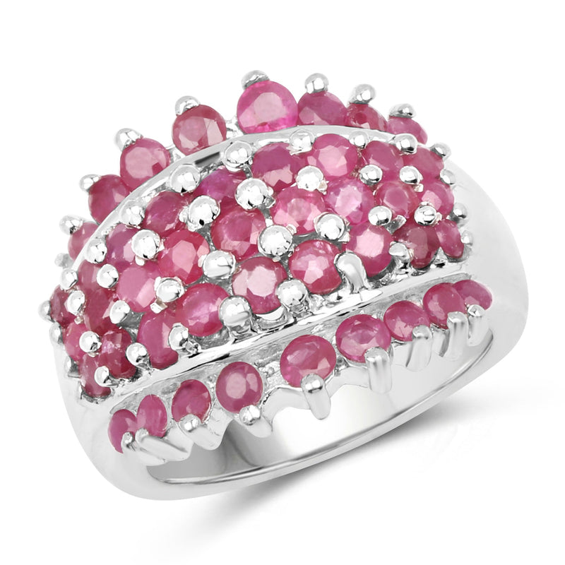 Bids.com 2.70 Carat Genuine Ruby .925 Sterling Silver Ring Rings White Smoke size 7.00,size 6.00,size 8.00,size 9.00