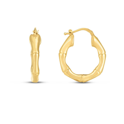 Bids.com 14k Yellow Gold Medium Bamboo Hoop Earrings Earrings White Smoke Yellow Gold