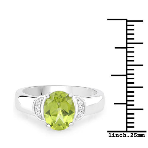 Bids.com 1.76 Carat Genuine Peridot and White Zircon .925 Sterling Silver Ring Rings White Smoke size 6.00,size 7.00,size 8.00,size 5.00,size 9.00