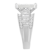Bids.com 14K White Gold 2.0 Cttw Mixed-Cut Diamond Rectangle Invisible-Set Composite Cluster Ring with Bar- and Channel-Set Band (H-I Color, SI2-I1 Clarity) - Size 5 Rings White Smoke 9.5 / White.Gold,7.5 / 14k White Gold,5 / White.Gold,7 / White.Gold