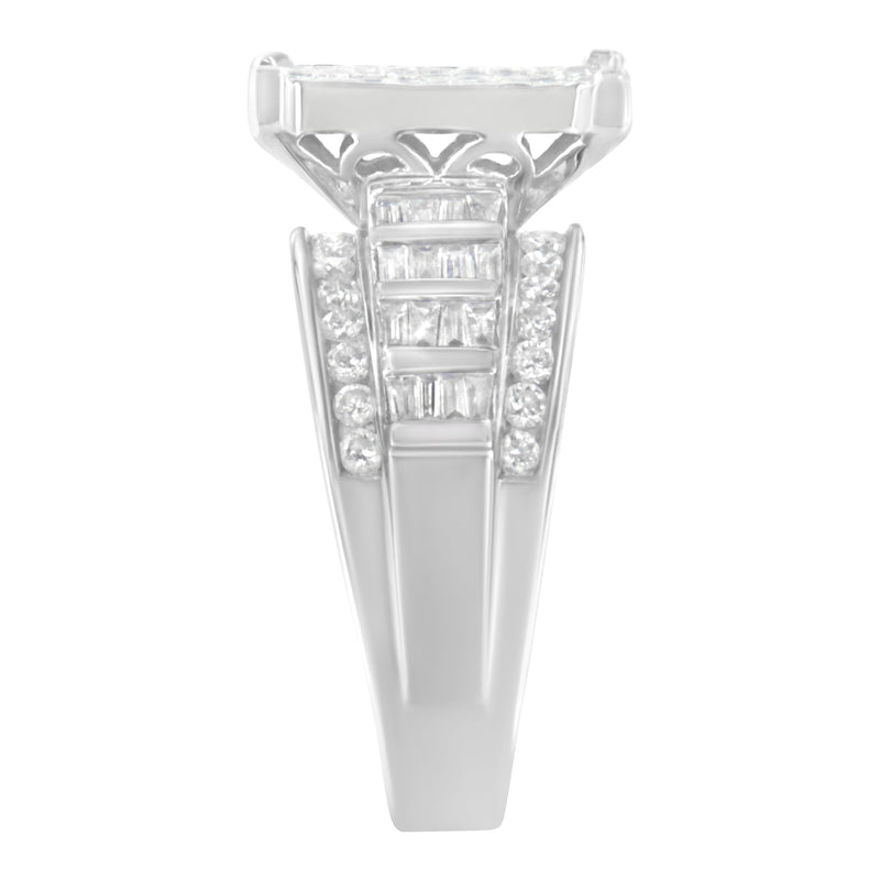 Bids.com 14K White Gold 2.0 Cttw Mixed-Cut Diamond Rectangle Invisible-Set Composite Cluster Ring with Bar- and Channel-Set Band (H-I Color, SI2-I1 Clarity) - Size 5 Rings White Smoke 9.5 / White.Gold,7.5 / 14k White Gold,5 / White.Gold,7 / White.Gold