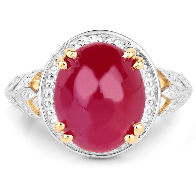 Bids.com 14K Yellow Gold Plated 4.46 Carat Genuine Glass Filled Ruby .925 Sterling Silver Ring Rings White Smoke size 6.00,size 8.00,size 7.00,size 9.00,size 5.00
