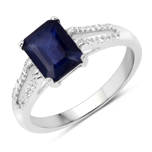 Bids.com 3.07 Carat Glass Filled Sapphire and White Zircon .925 Sterling Silver Ring Rings White Smoke size 6.00,size 7.00,size 8.00,size 9.00,size 5.00,size 10.00
