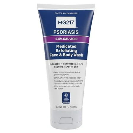 MG217 MG217 Medicated Exfoliating Face and Body Wash for Psoriasis Symptoms Salicylic Skin Care White Smoke