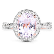 Bids.com 14K Rose Gold Plated 3.86 Carat Genuine Kunzite and White Zircon .925 Sterling Silver Ring Rings White Smoke size 6.00,size 7.00,size 8.00,size 8.50,size 5.00,size 5.50,size 6.50,size 7.50,size 9.00,size 10.00,size 10.50