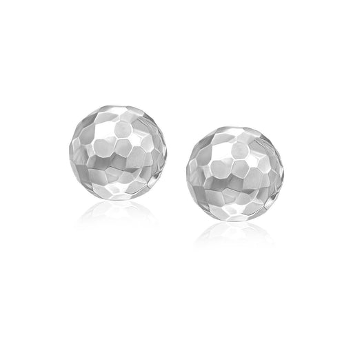 Bids.com 14k White Gold 7mm Round Faceted Style Stud Earrings Earrings White Smoke White Gold