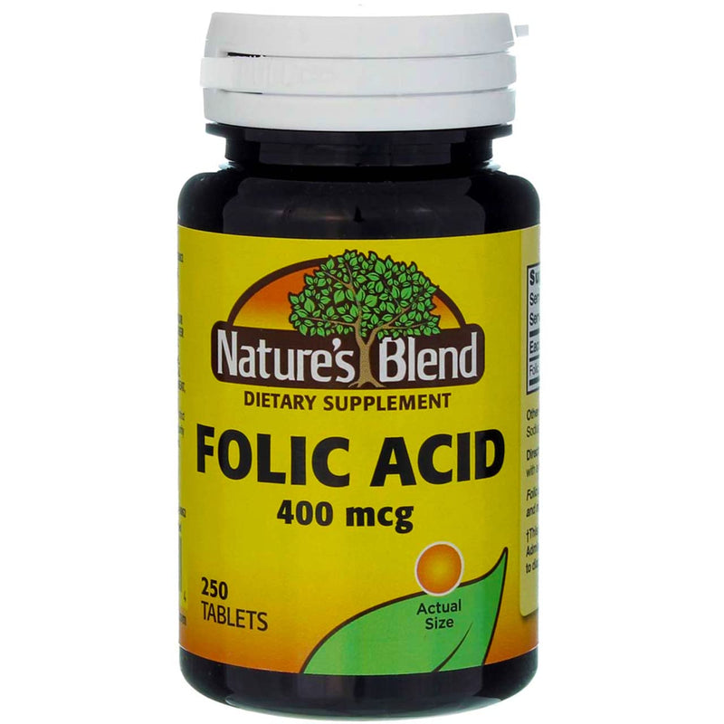 Nature's Blend Nature's Blend Folic Acid 400 Mcg Tablets 250Ct Vitamins & Supplements Light Gray
