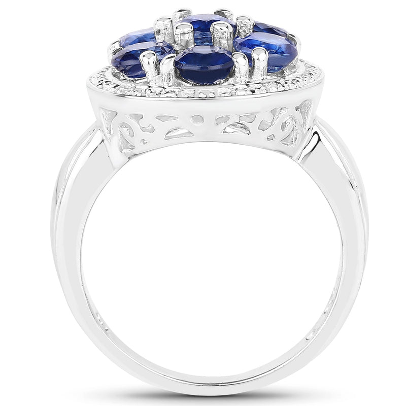 Bids.com 2.66 Carat Genuine Kyanite .925 Sterling Silver Ring Rings White Smoke size 6.00,size 7.00,size 8.00,size 9.00,size 5.00