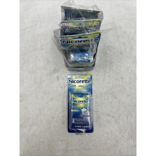 0 Nicorette Gum White Ice Mint 2mg ~ 4 Pack ~ Exp 01/2027 Ice Packs Gray