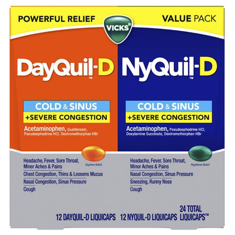 Vicks Vicks Dayquil-D & NyQuil-D Liquicaps Twin Pack Health & Beauty Gray
