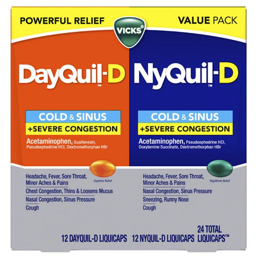 Vicks Vicks® DayQuil™ & NyQuil™ Severe Cold & Flu + Congestion Health Care Gray