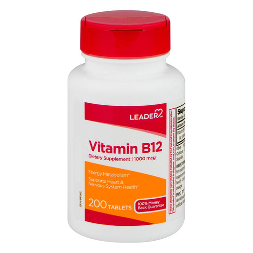 Leader Health Care Leader (Tm) Vitamin B 12  1000 Mcg Tablet 200Ea Vitamins & Supplements Lavender