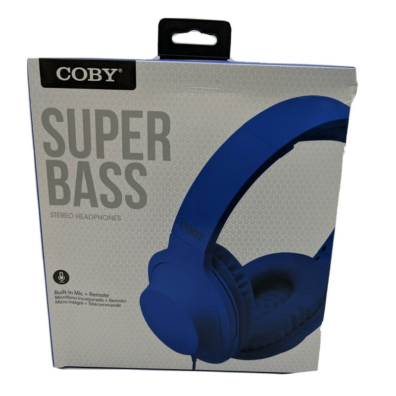 0 Coby Super Bass Stereo Headphones Blue With Built In Mic+Remote *Read Headphones White Smoke