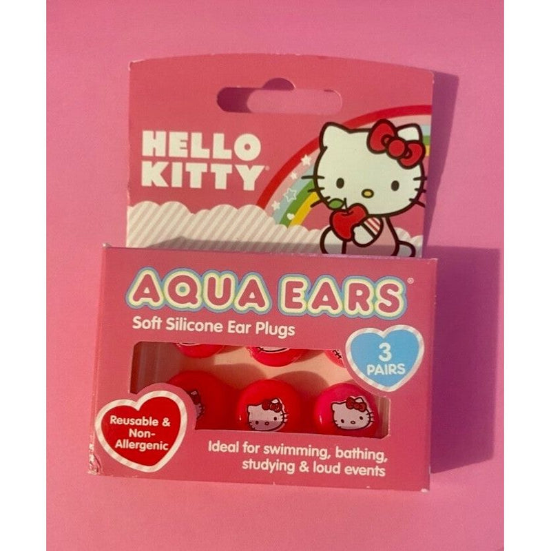 0 Aqua Ears Hello Kitty Soft Silicone Ear Plugs - 3 Prs Ear Care Light Coral
