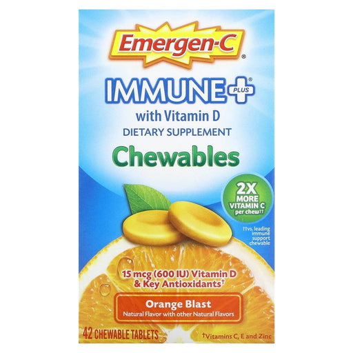 Emergen-C Emergen-C Immune  Support+Chewable Tablets Orange Blast - 42ct Vitamins & Supplements Alice Blue