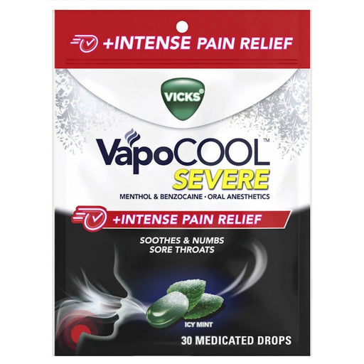 Vicks Vicks® VapoCool™ Severe Medicated Cough Drops – Wintergreen Health & Beauty White Smoke