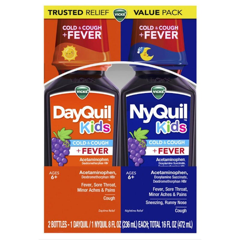 Vicks Vicks DayQuil Kids & NyQuil Kids Cold & Cough + Fever Twin Pack Health & Beauty Chocolate
