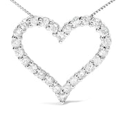 Bids.com .925 Sterling Silver 2.0 Cttw Diamond Open Heart 18" Pendant Necklace (I-J Color, I2-I3 Clarity) Necklaces White Smoke White.Sterling Silver / 18
