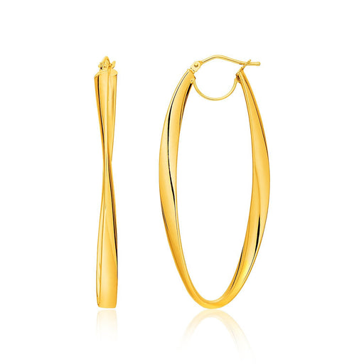 Bids.com 14k Yellow Gold Twist Motif Oval Shape Hoop Earrings Earrings White Smoke Yellow Gold