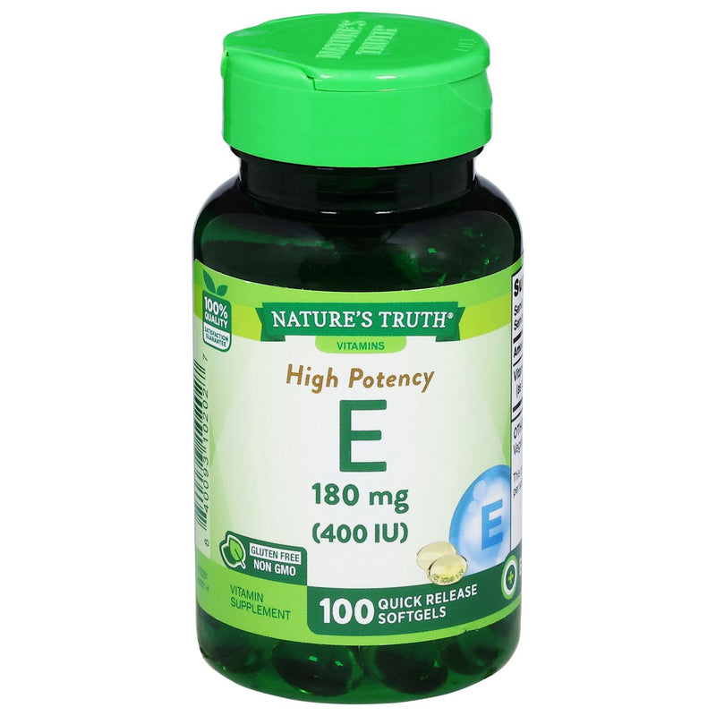 Nature's Truth Nature's Truth High Potency 180 Mg (400Iu)Vitamin E 100 Quick Release Softgels Vitamins & Supplements White Smoke