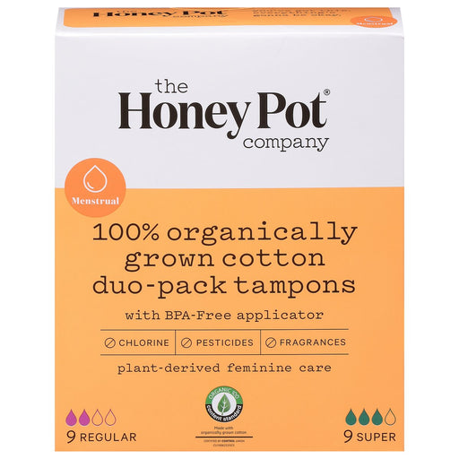 The Honey Pot Regular and Super Absorbency Tampons Duo-Pack, 18 Count Tampons Lavender