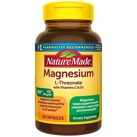Nature Made Nature Made Magnesium L-Threonate With Vitamin C & D3 Capsules - 60ct Vitamins & Supplements White Smoke
