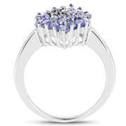 Bids.com 1.84 Carat Genuine Tanzanite .925 Sterling Silver Ring Rings White Smoke size 6.00,size 7.00,size 8.00,size 9.00