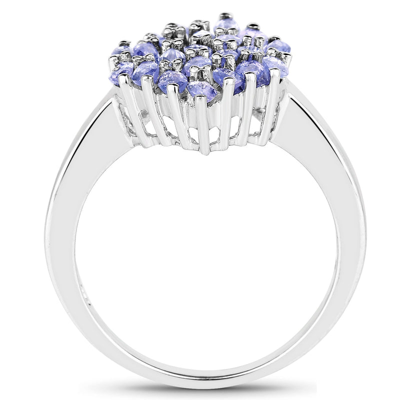 Bids.com 1.84 Carat Genuine Tanzanite .925 Sterling Silver Ring Rings White Smoke size 6.00,size 7.00,size 8.00,size 9.00