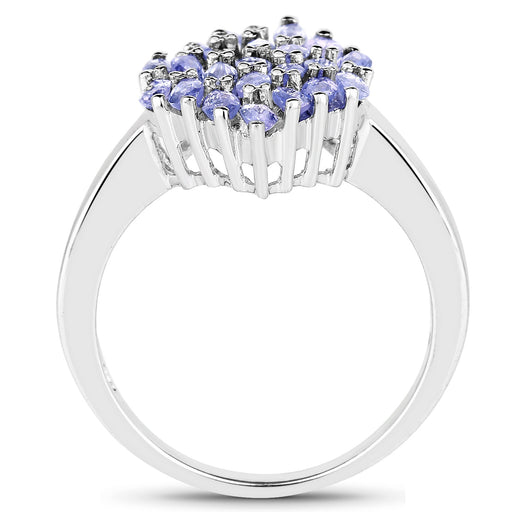 Bids.com 1.84 Carat Genuine Tanzanite .925 Sterling Silver Ring Rings White Smoke size 6.00,size 7.00,size 8.00,size 9.00