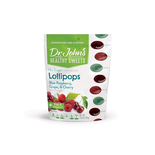 Dr. John's Healthy Sweets Dr. John's Healthy Sweets Sugar Free Lollipops Blue Raspberry 3.7 Oz Candy & Chocolate White Smoke