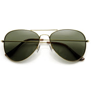 zeroUV Limited Dead Stock Glass Lens Classic Metal Military Aviator Sunglasses 1042 Sunglasses White Smoke Gold