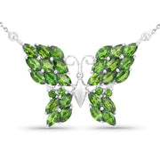 Bids.com 4.88 Carat Genuine Chrome Diopside and White Topaz .925 Sterling Silver Pendant Pendants White Smoke
