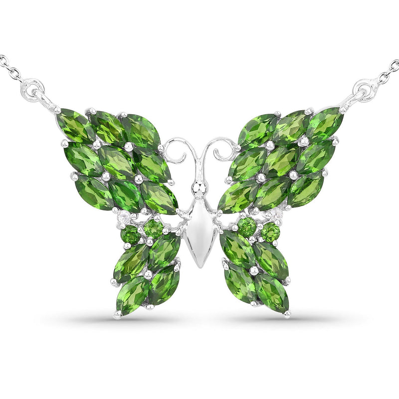 Bids.com 4.88 Carat Genuine Chrome Diopside and White Topaz .925 Sterling Silver Pendant Pendants White Smoke