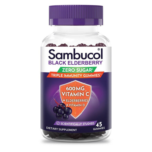Sambucol Sambucol® Black Elderberry Sugar Free Triple Immunity – Vegan Gummies (45ct) Vitamins & Supplements White Smoke